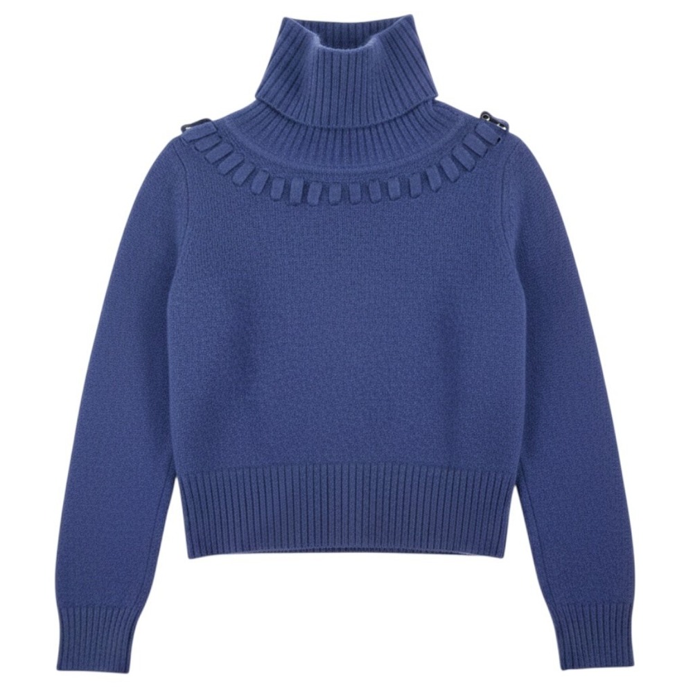 Antonio Melani Cashmere Sweater Womens S Blue Violet Loop Turtleneck Pullover